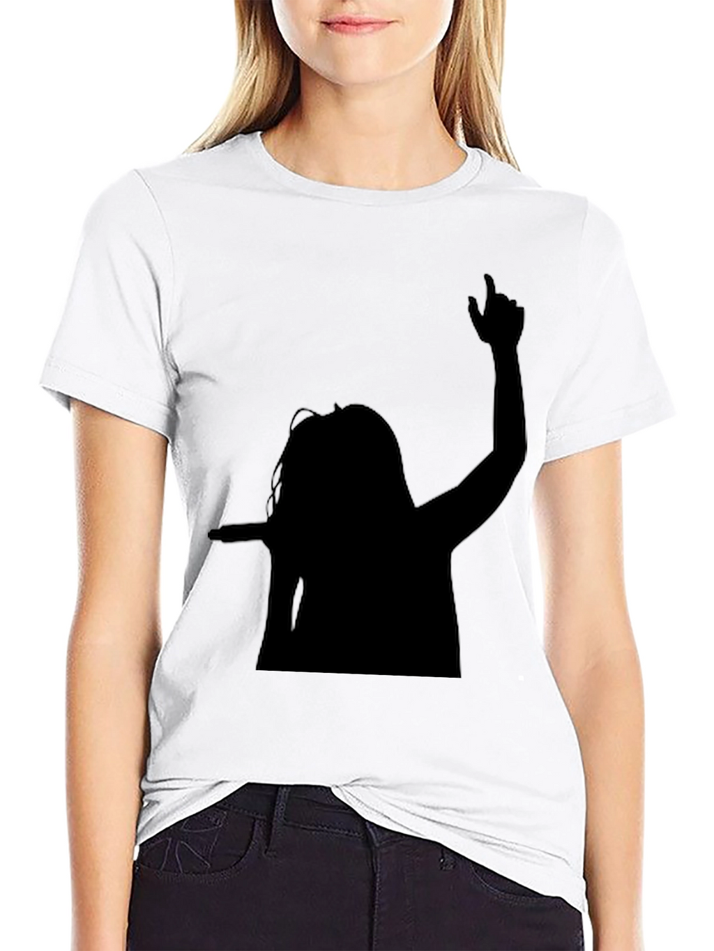Silhouette Graphic Tee - Black Cotton Blend Shirt