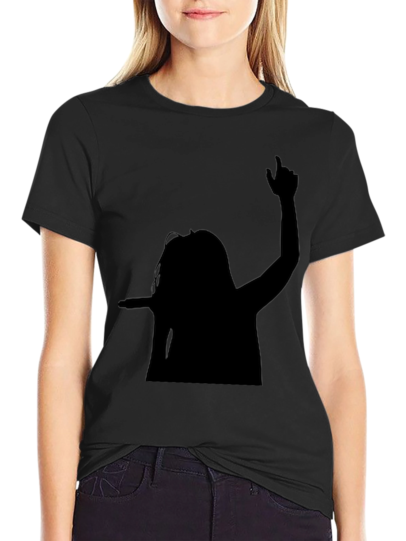 Silhouette Graphic Tee - Black Cotton Blend Shirt