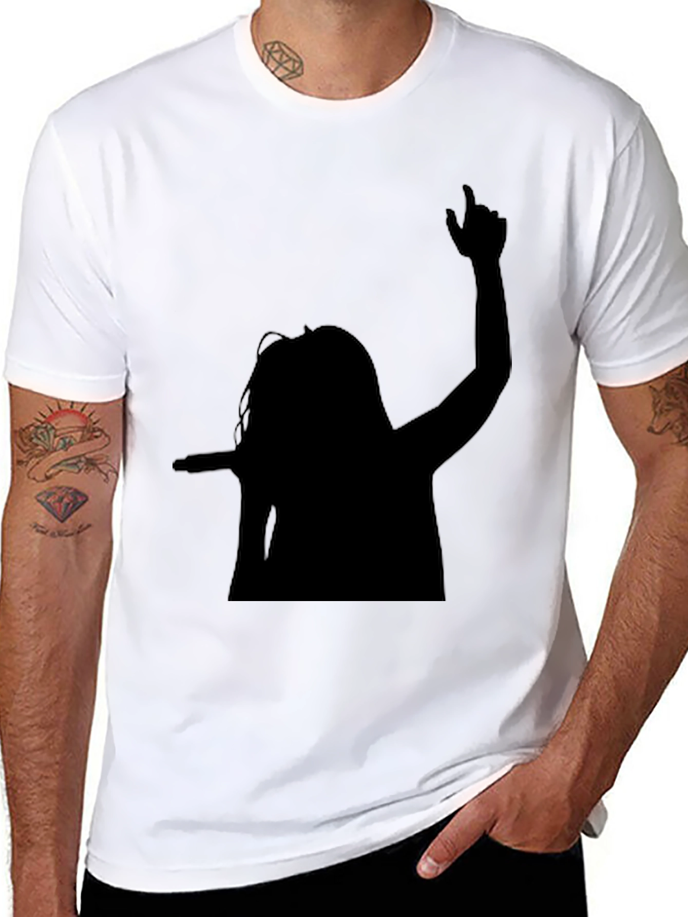 Silhouette Graphic Tee - Black Cotton Blend Shirt