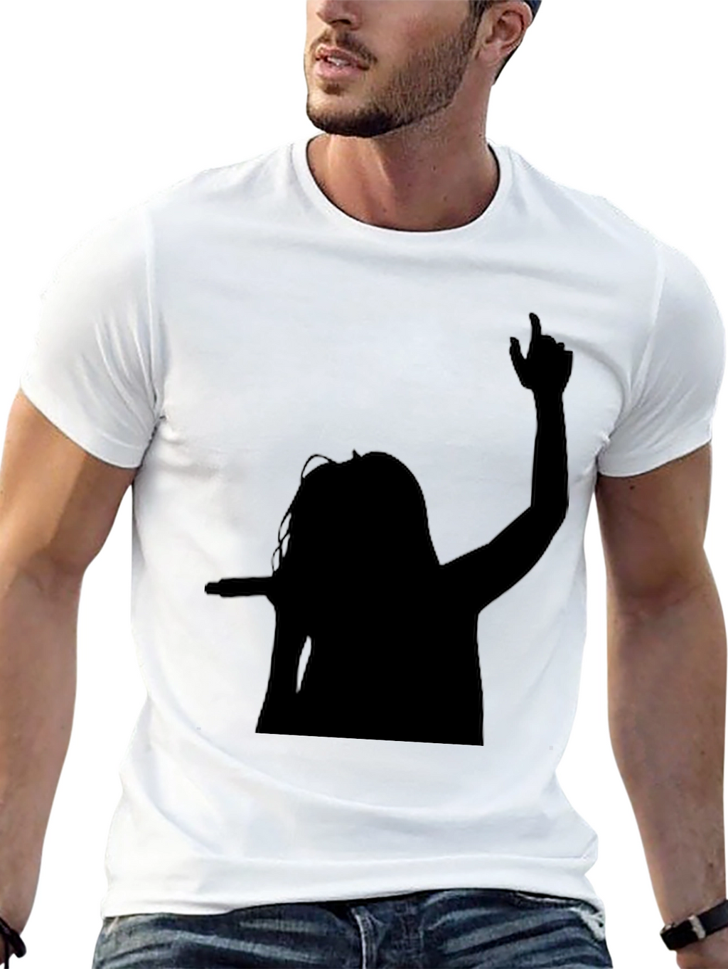 Silhouette Graphic Tee - Black Cotton Blend Shirt