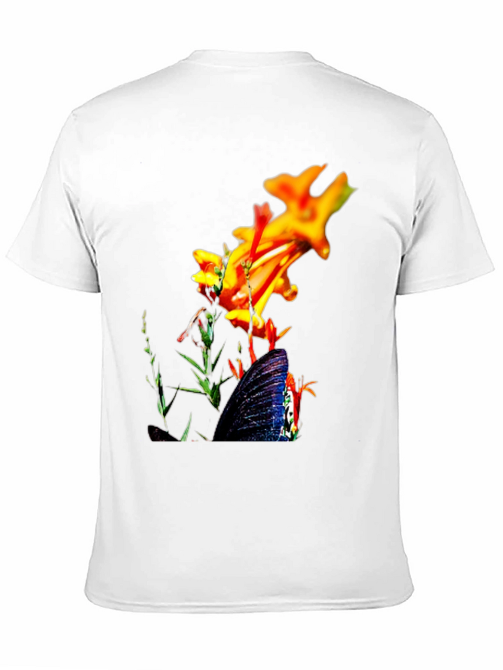 Floral Butterfly Graphic Black T-Shirt