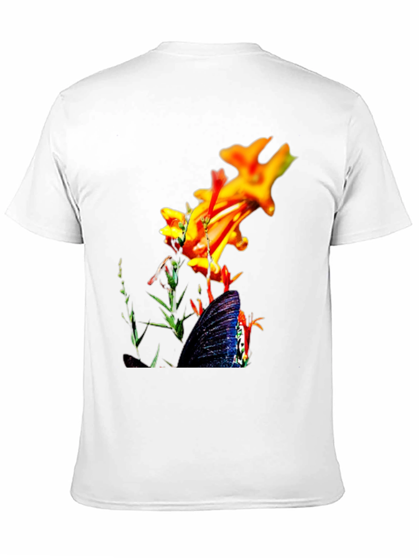 Floral Butterfly Graphic Black T-Shirt