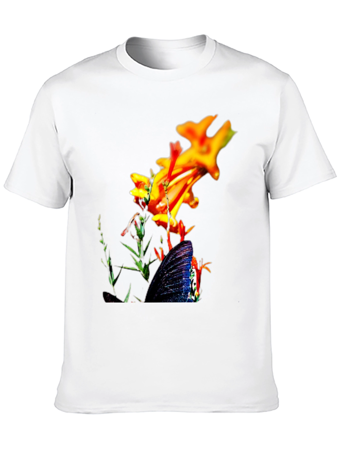 Floral Butterfly Graphic Black T-Shirt