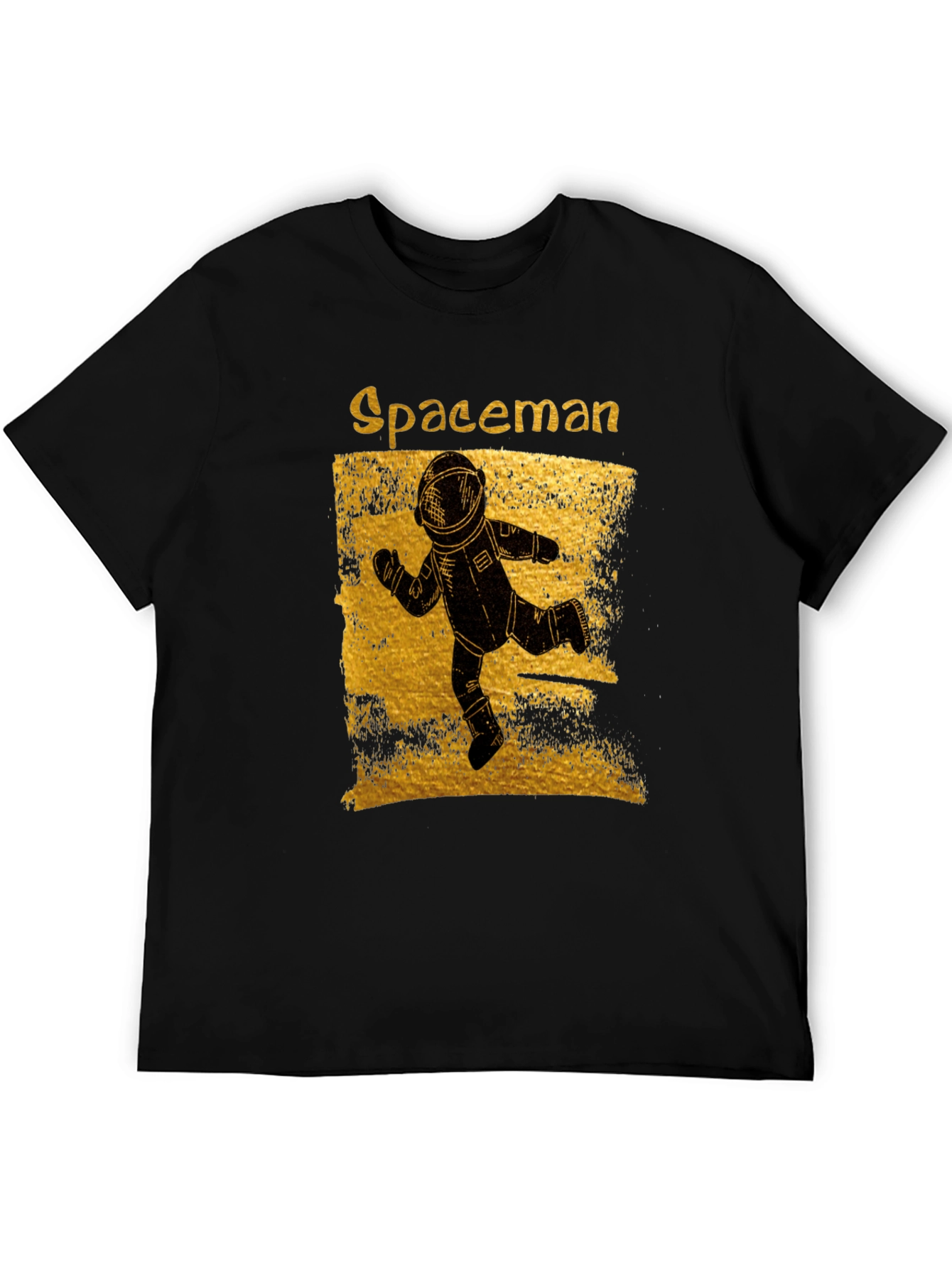 Spaceman Graphic T-Shirt - Distressed Gold Design