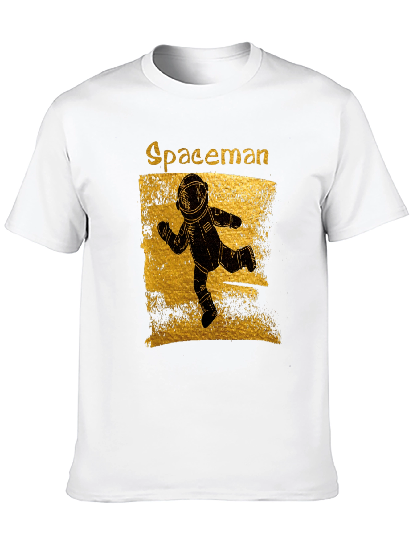 Spaceman Graphic T-Shirt - Distressed Gold Design