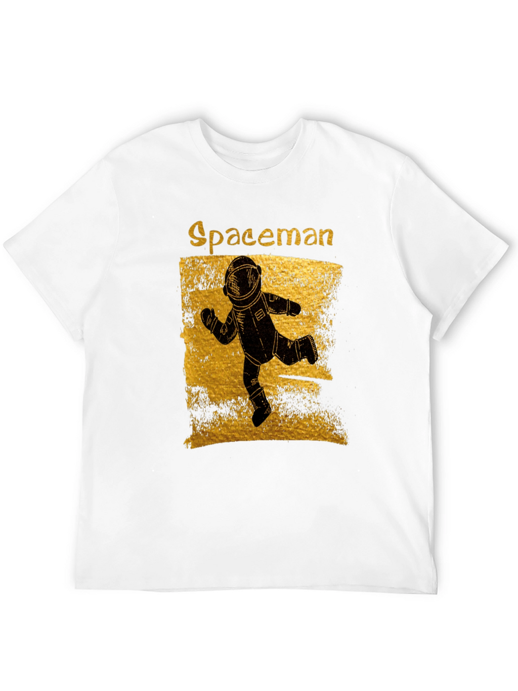 Spaceman Graphic T-Shirt - Distressed Gold Design