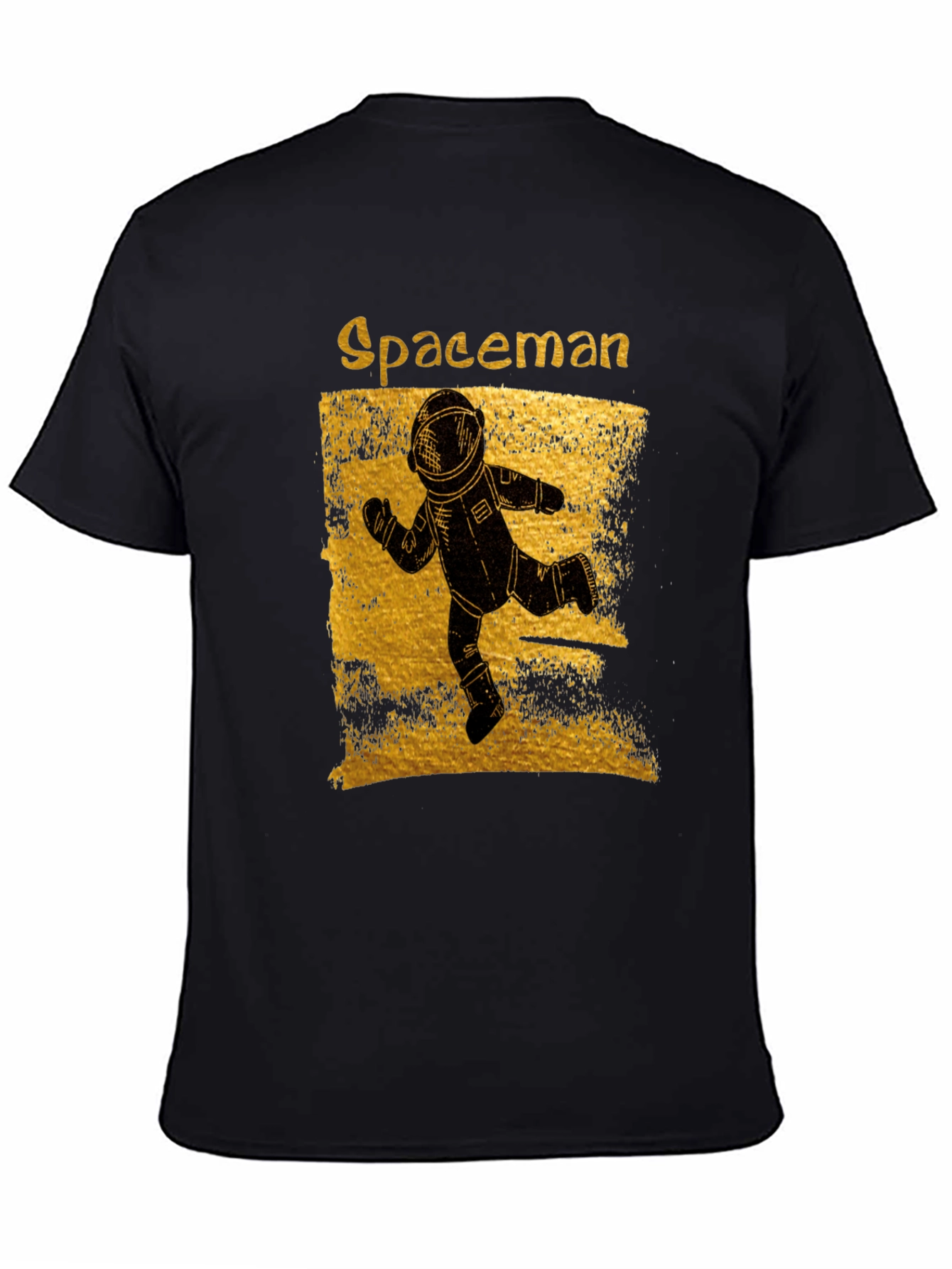 Spaceman Graphic T-Shirt - Distressed Gold Design