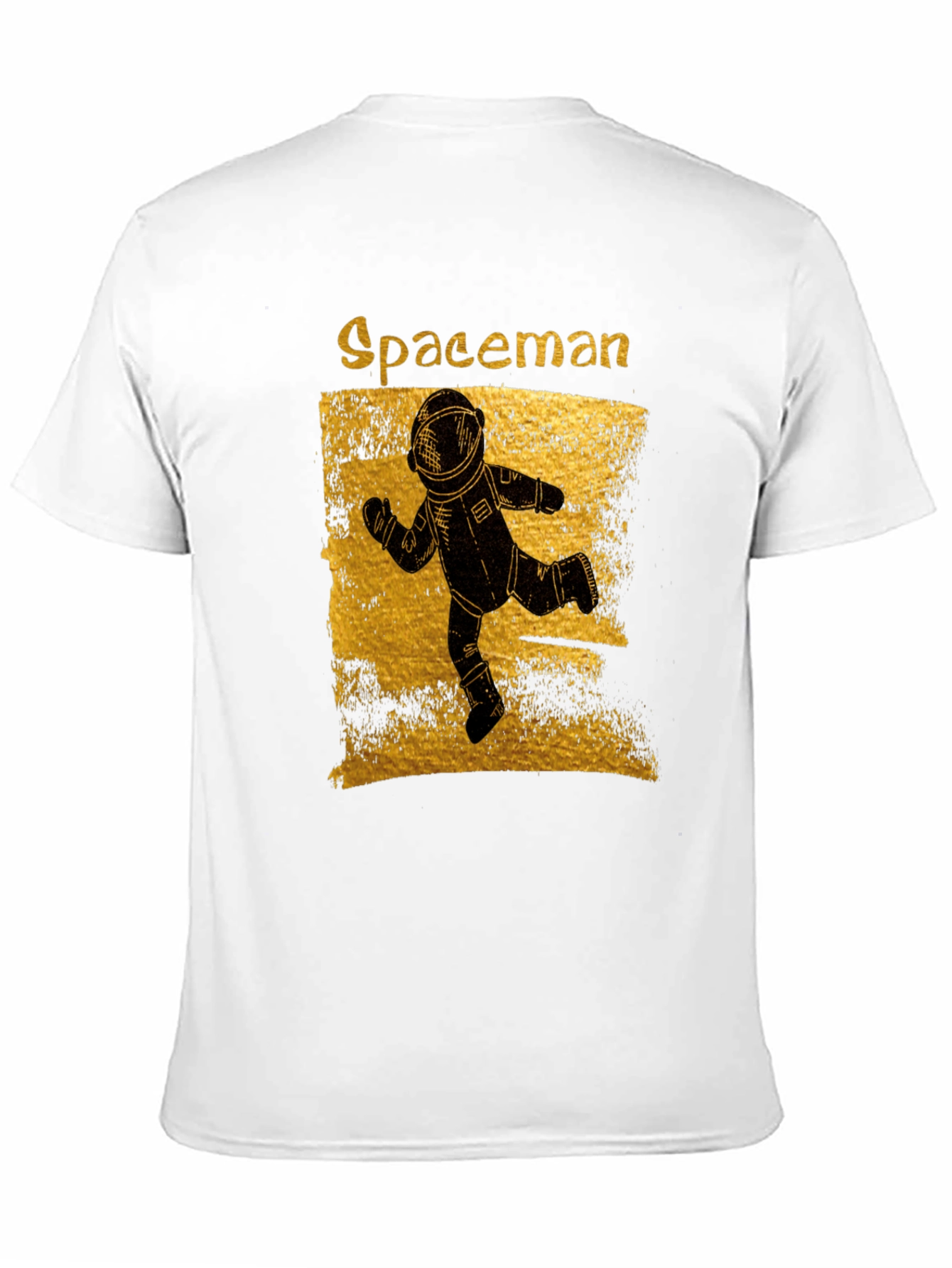 Spaceman Graphic T-Shirt - Distressed Gold Design