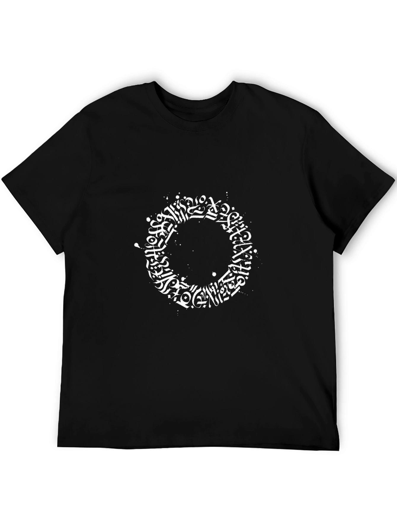 Abstract Calligraphy Graphic Tee - Black