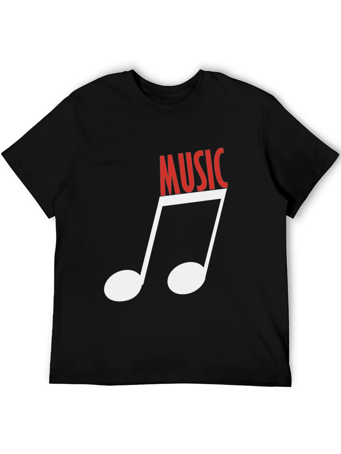 Music Note Graphic Tee - Black Cotton T-Shirt