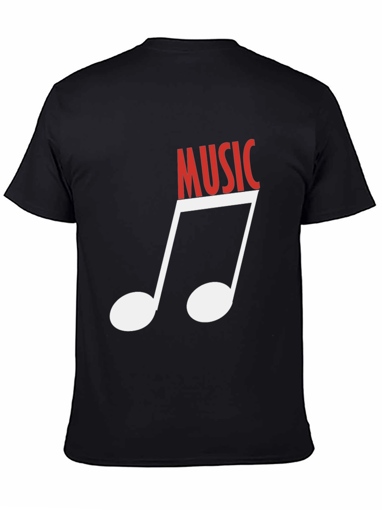 Music Note Graphic Tee - Black Cotton T-Shirt