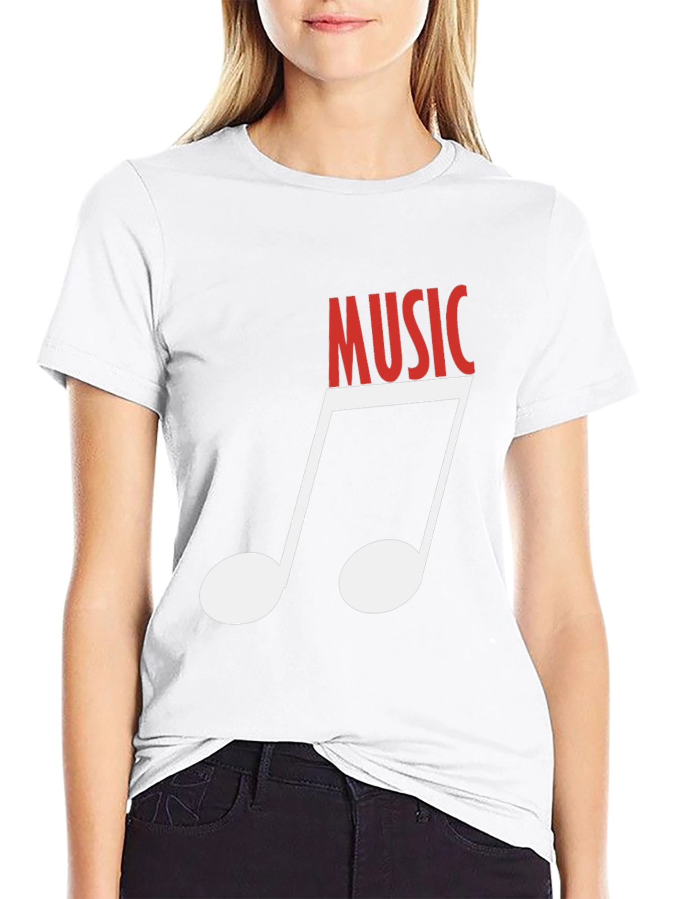 Music Note Graphic Tee - Black Cotton T-Shirt