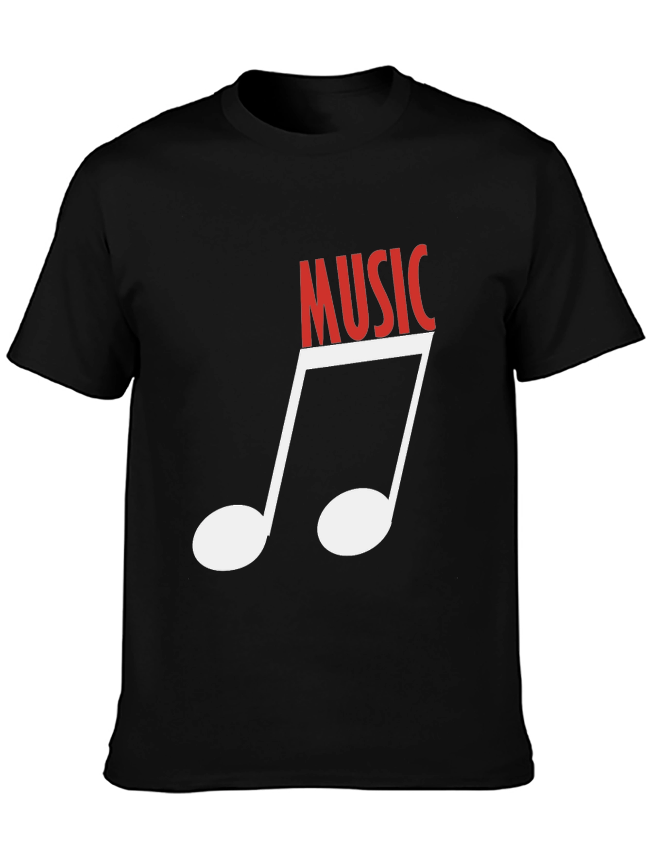 Music Note Graphic Tee - Black Cotton T-Shirt