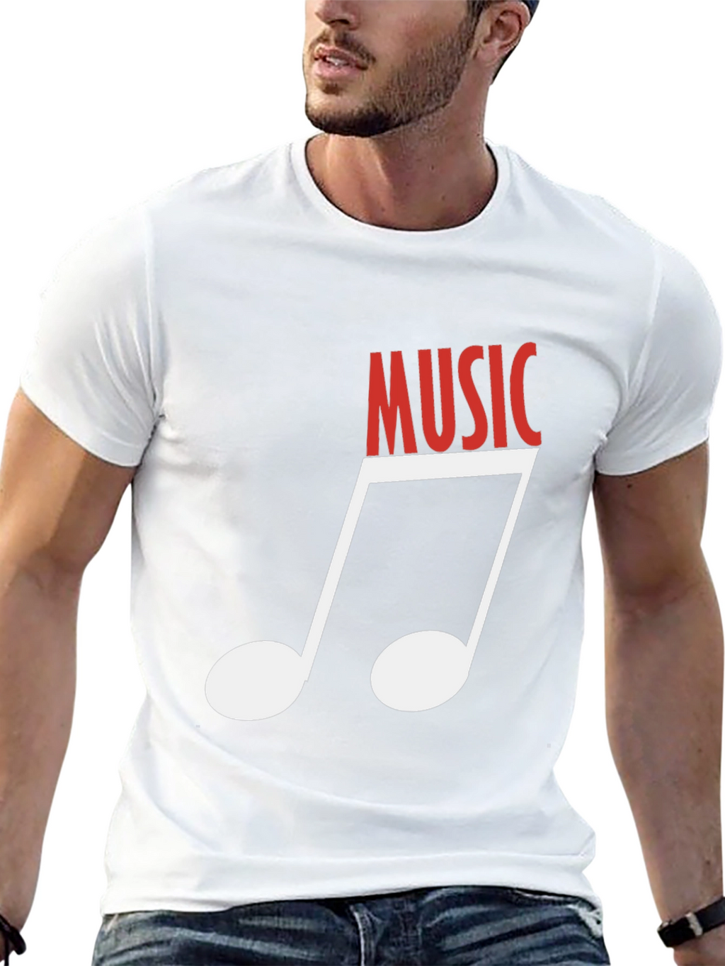 Music Note Graphic Tee - Black Cotton T-Shirt