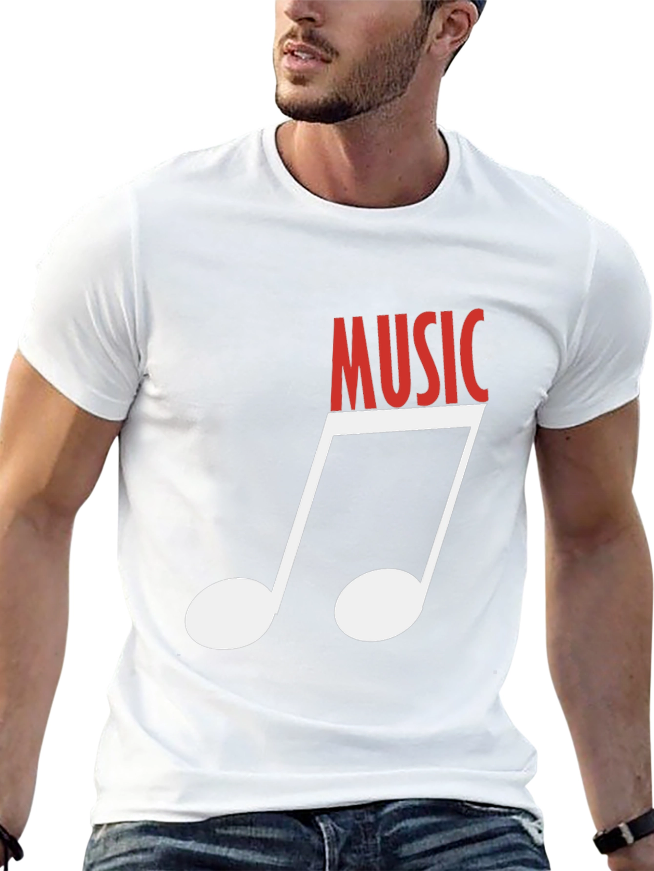 Music Note Graphic Tee - Black Cotton T-Shirt