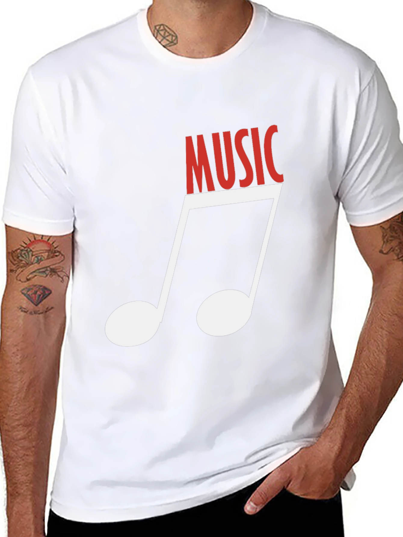 Music Note Graphic Tee - Black Cotton T-Shirt