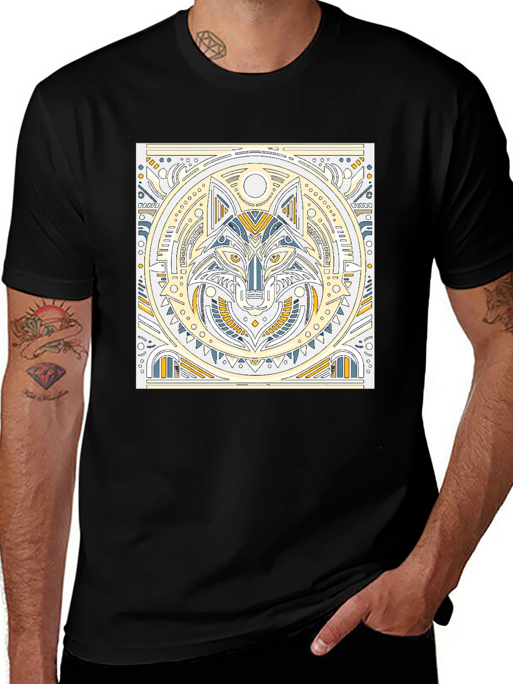 Geometric Wolf Graphic T-Shirt