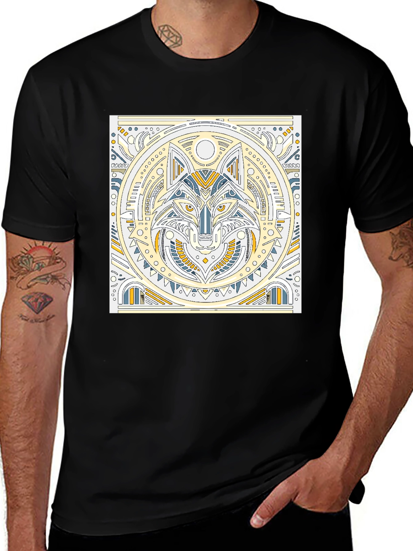 Geometric Wolf Graphic T-Shirt