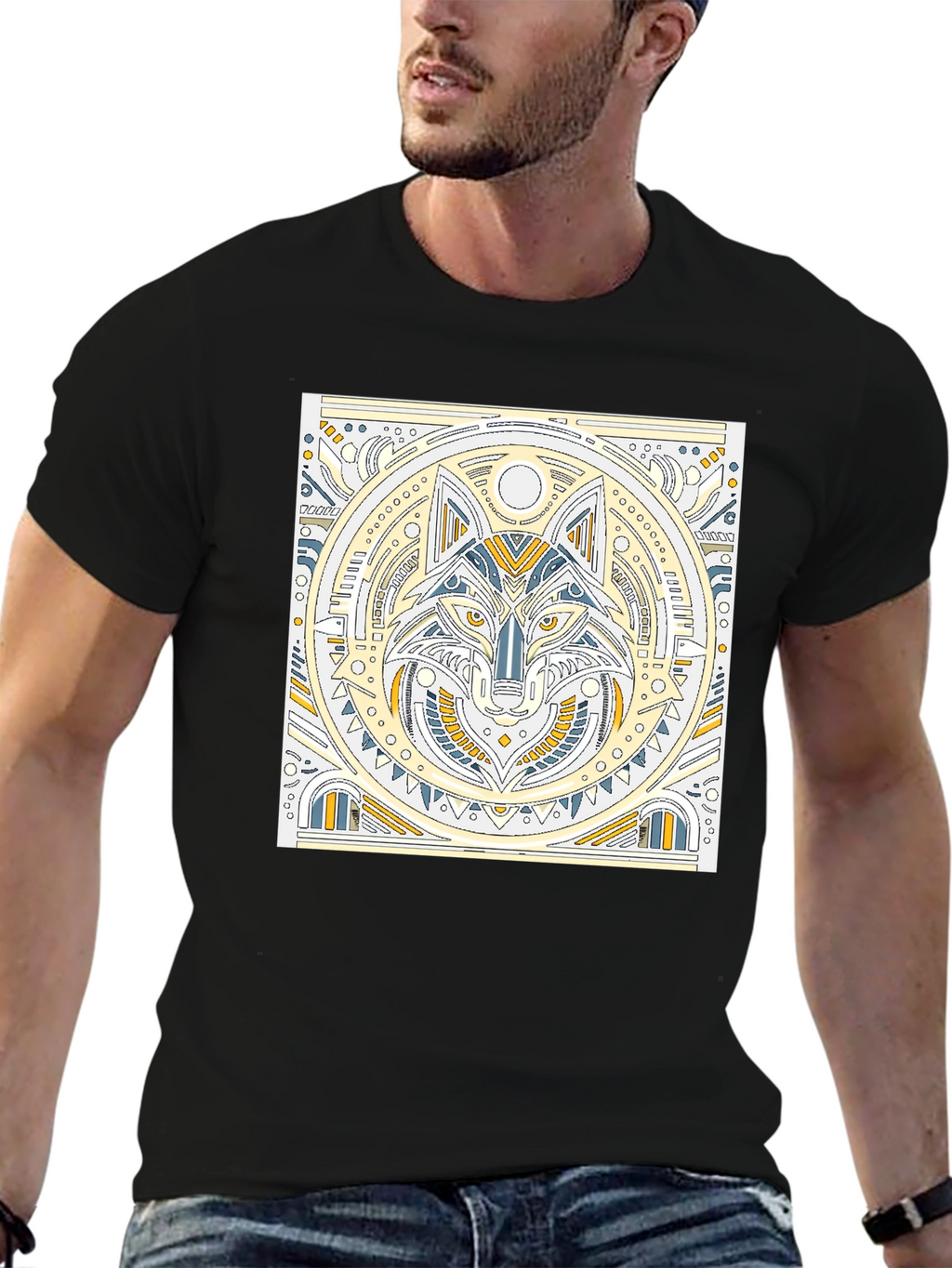 Geometric Wolf Graphic T-Shirt