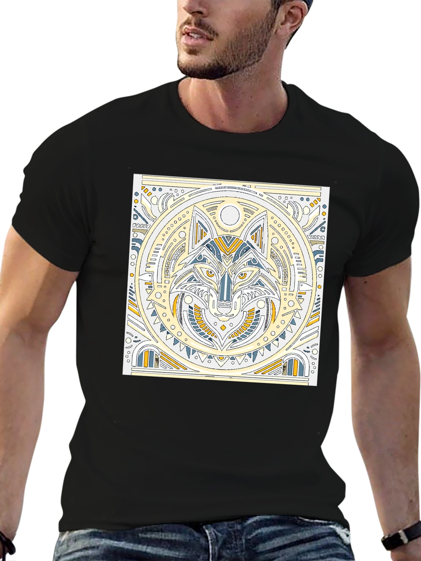 Geometric Wolf Graphic T-Shirt