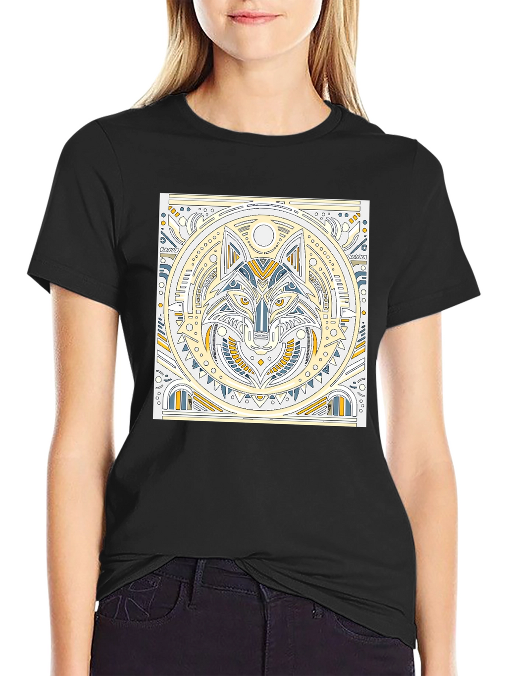 Geometric Wolf Graphic T-Shirt