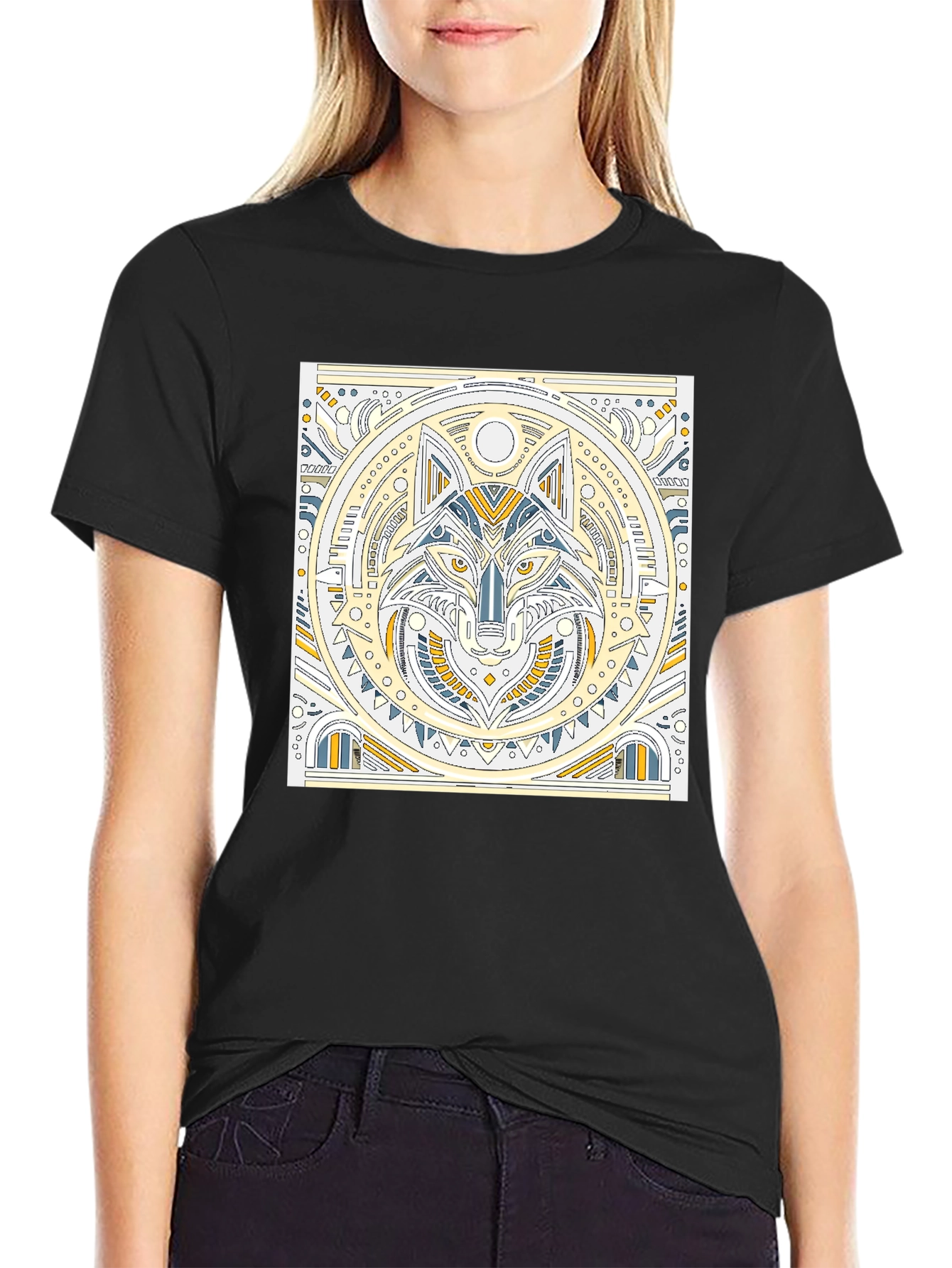 Geometric Wolf Graphic T-Shirt