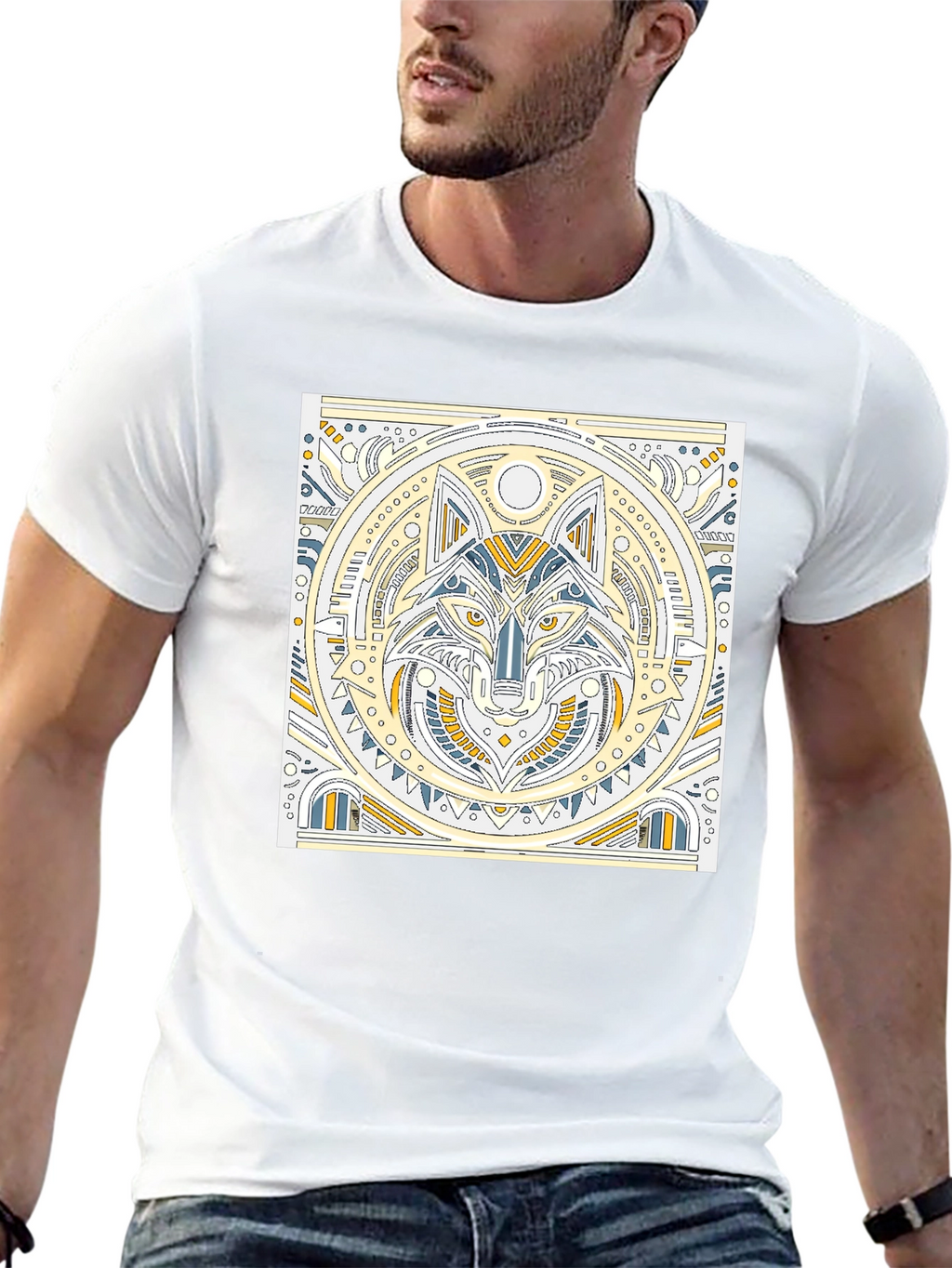 Geometric Wolf Graphic T-Shirt