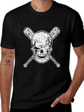 Skull & Bats Graphic Tee - Baseball Fan Shirt