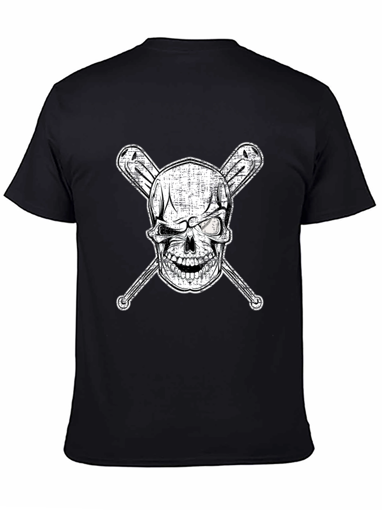 Skull & Bats Graphic Tee - Baseball Fan Shirt