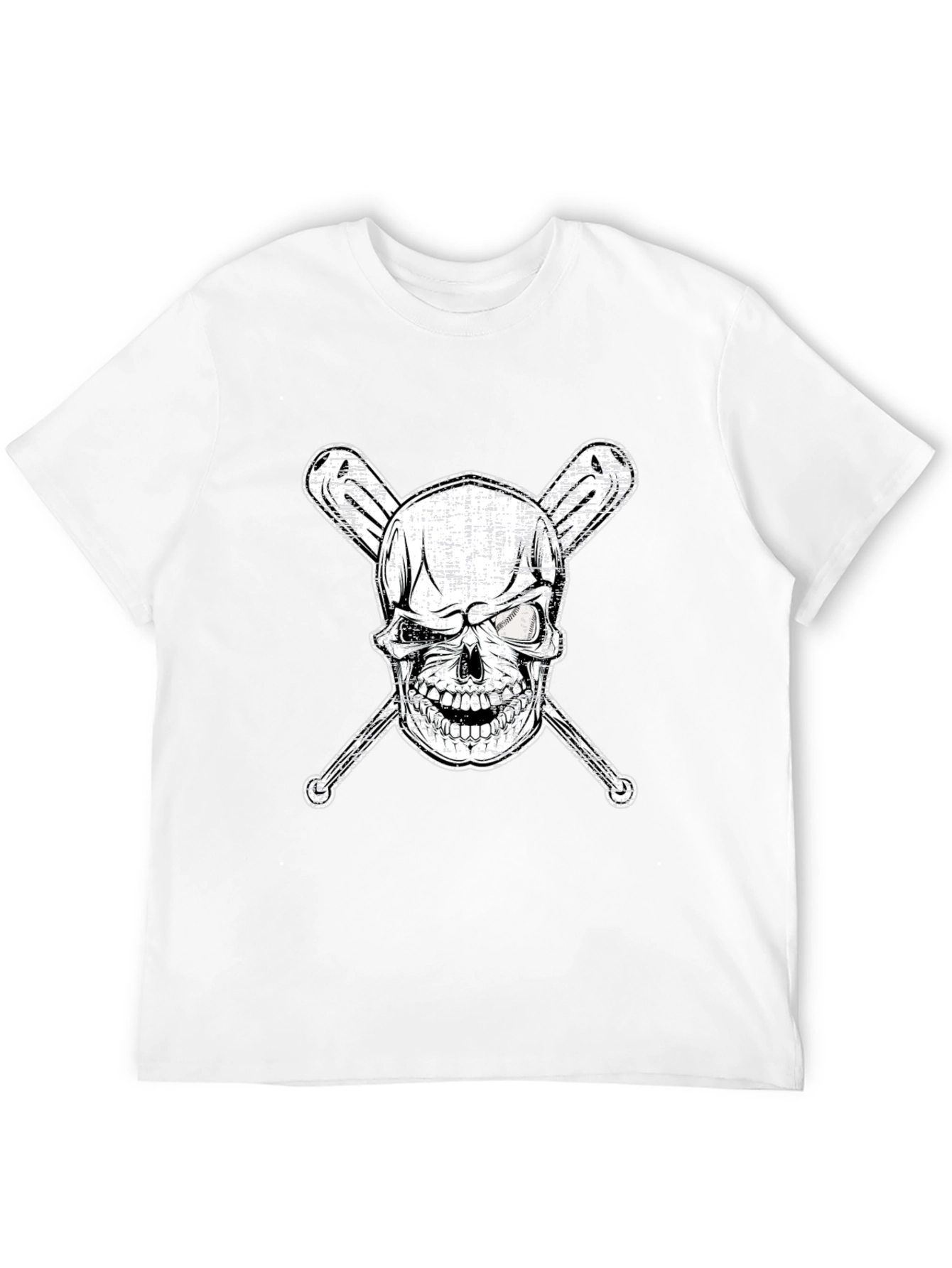 Skull & Bats Graphic Tee - Baseball Fan Shirt