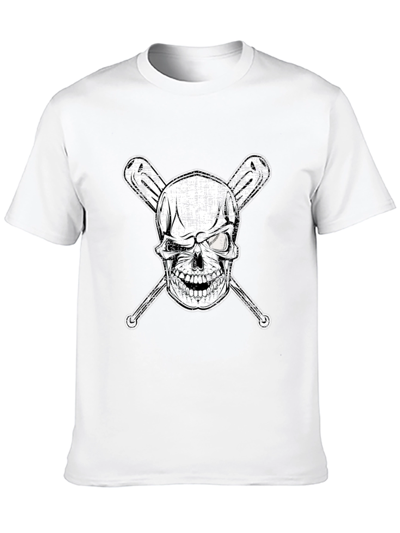 Skull & Bats Graphic Tee - Baseball Fan Shirt