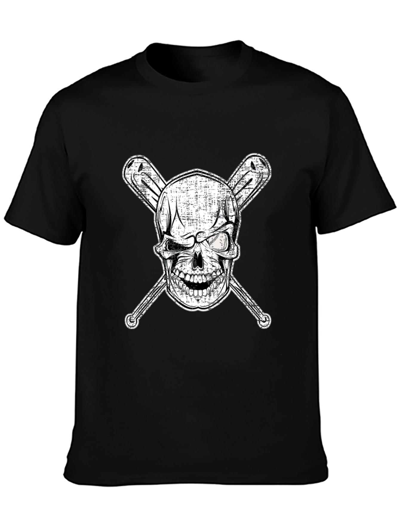 Skull & Bats Graphic Tee - Baseball Fan Shirt