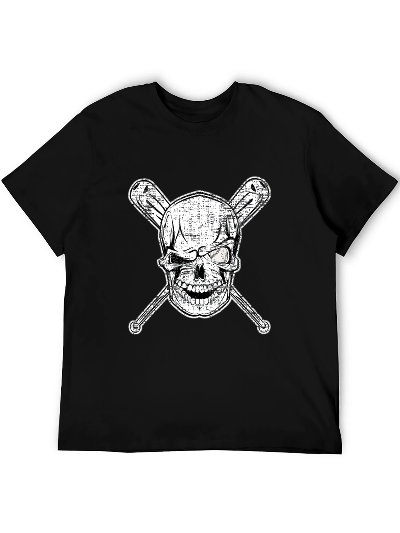 Skull & Bats Graphic Tee - Baseball Fan Shirt