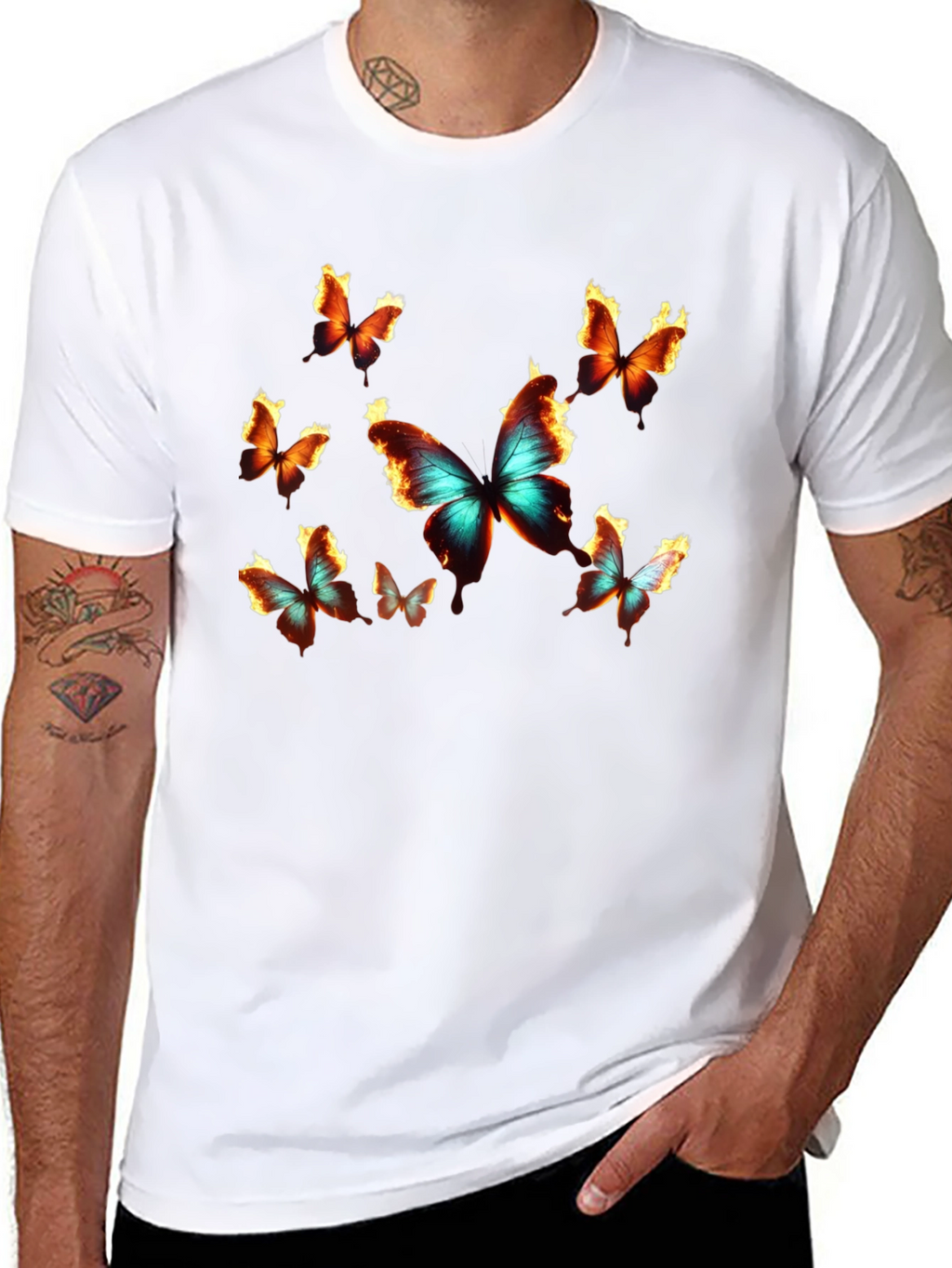 Butterfly Graphic Print Crew Neck T-Shirt