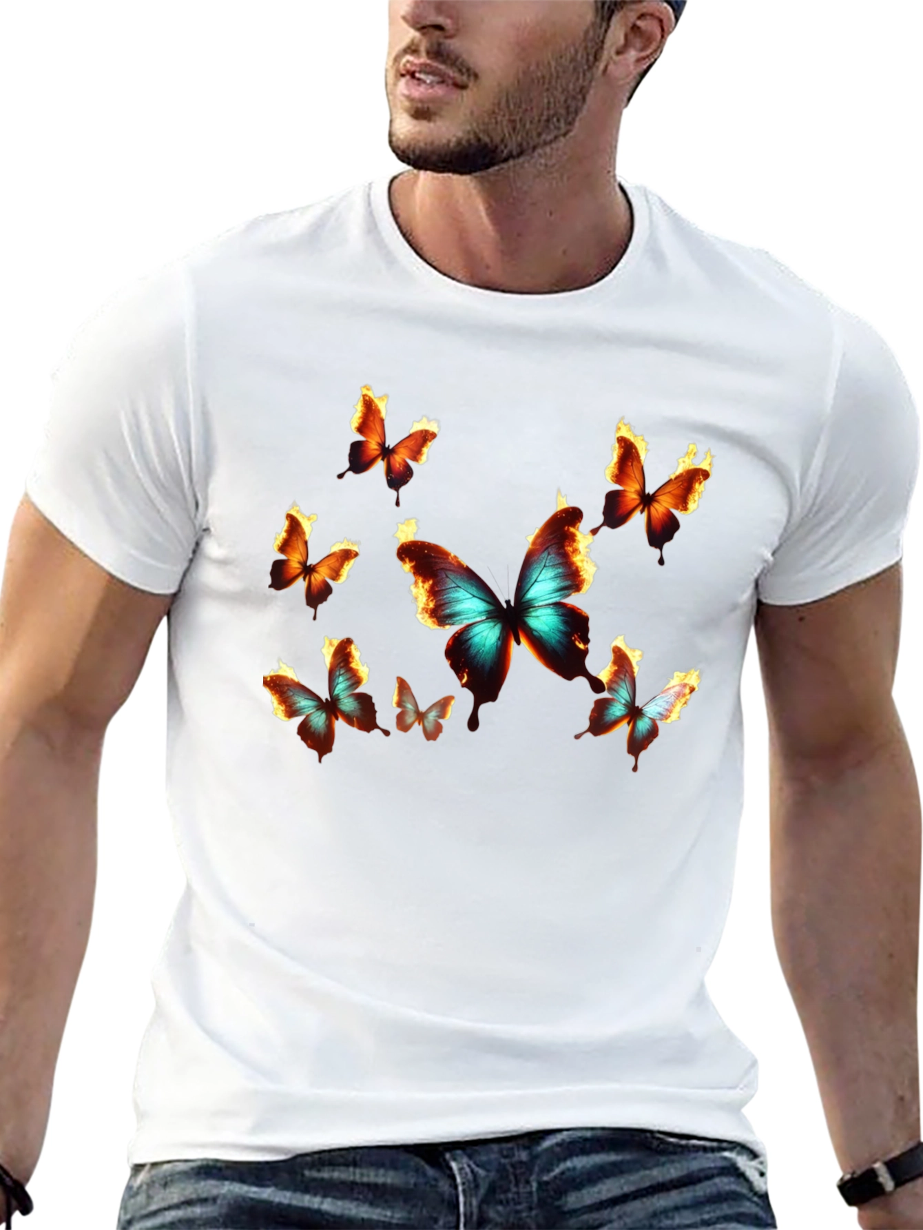 Butterfly Graphic Print Crew Neck T-Shirt