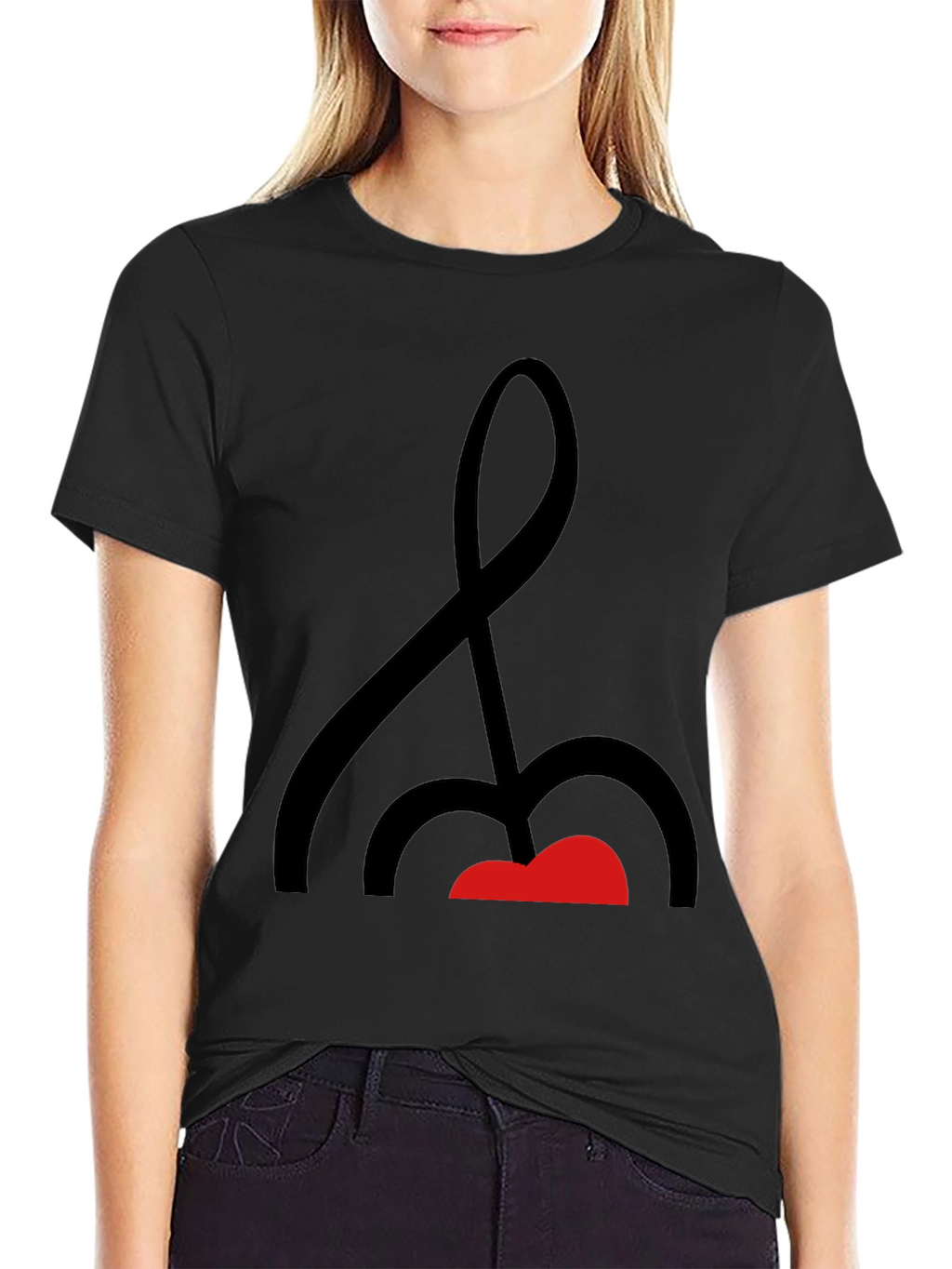 Abstract Music Note Graphic Tee - Black Cotton Shirt