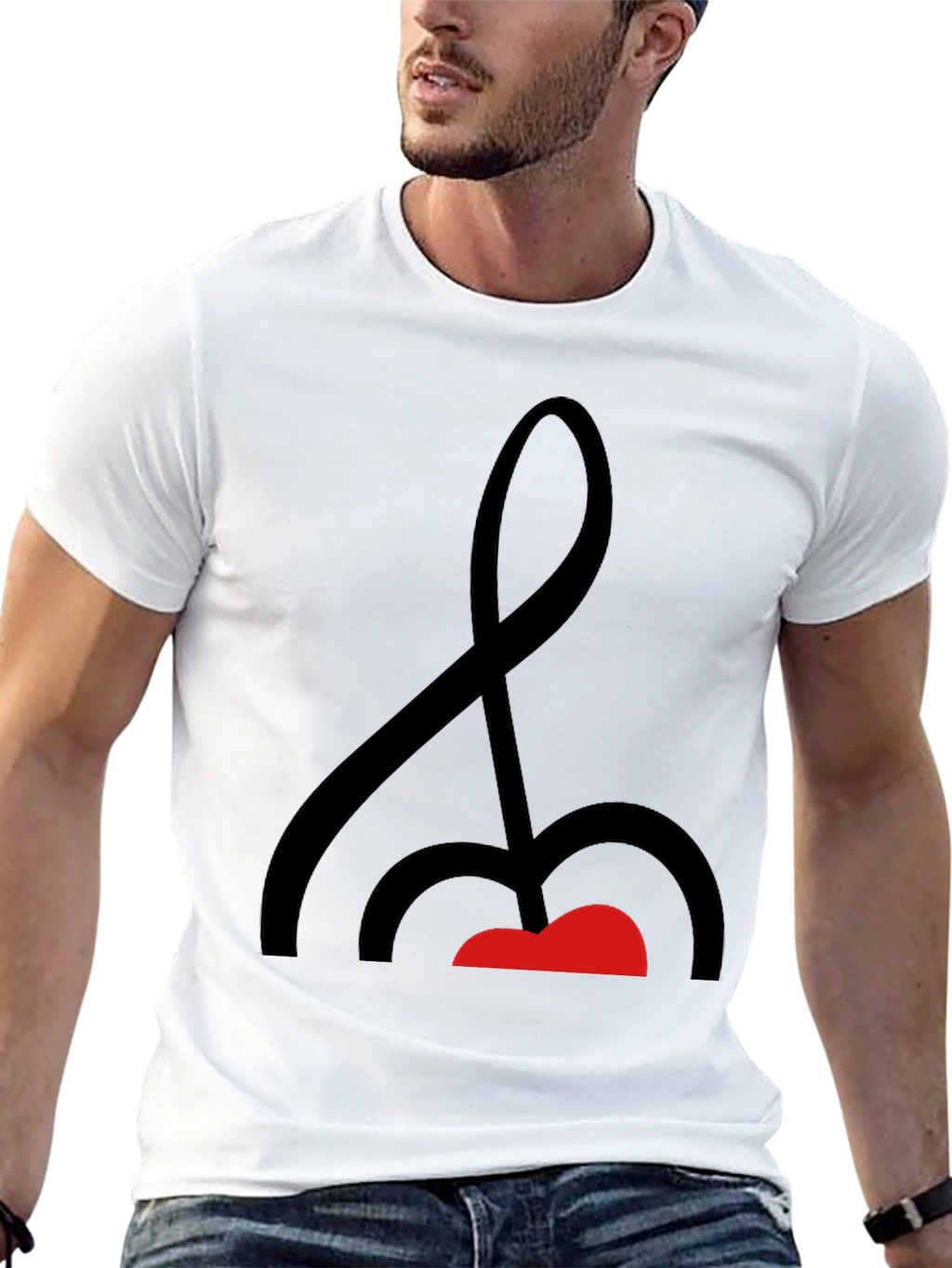 Abstract Music Note Graphic Tee - Black Cotton Shirt
