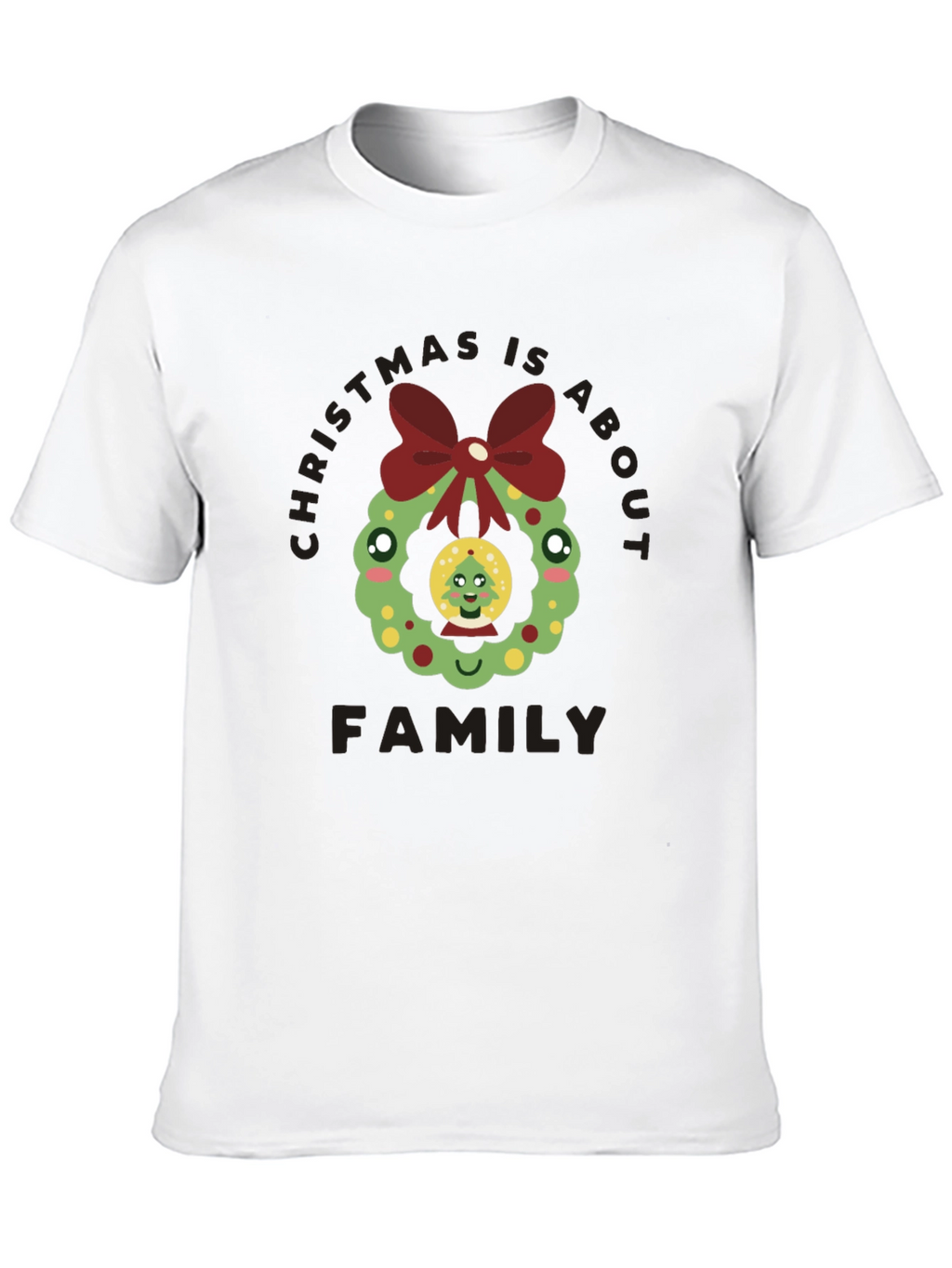 Christmas Is About Family T-Shirt Holiday Wreath