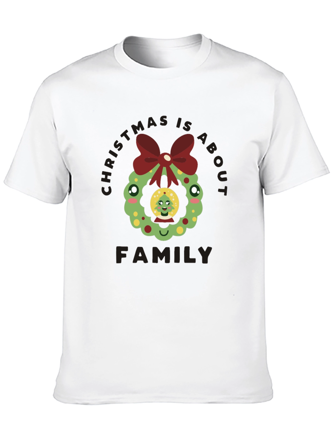 Christmas Is About Family T-Shirt Holiday Wreath