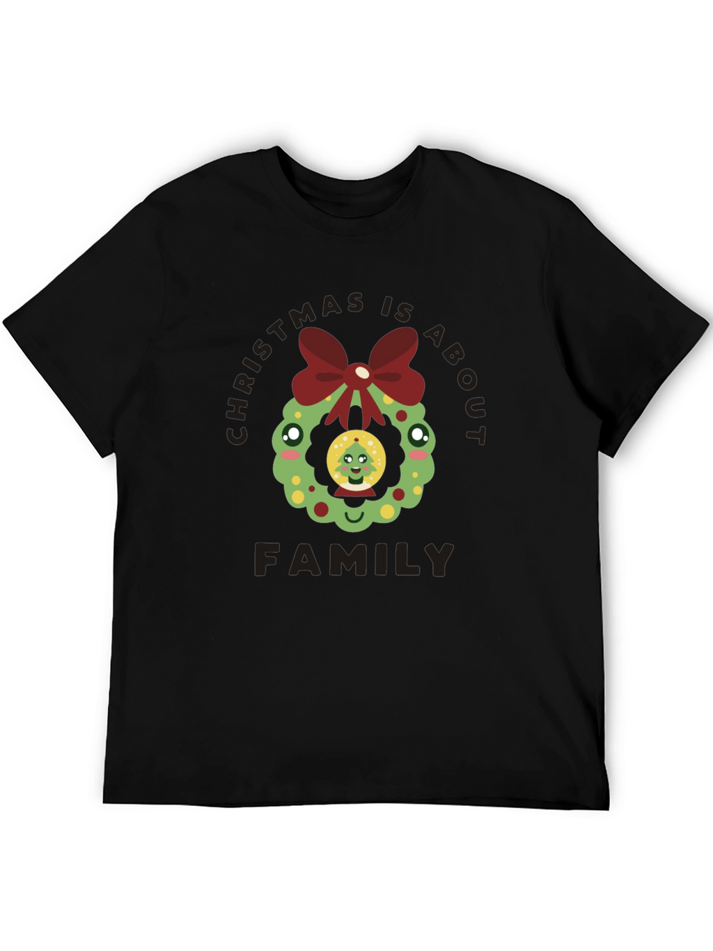Christmas Is About Family T-Shirt Holiday Wreath
