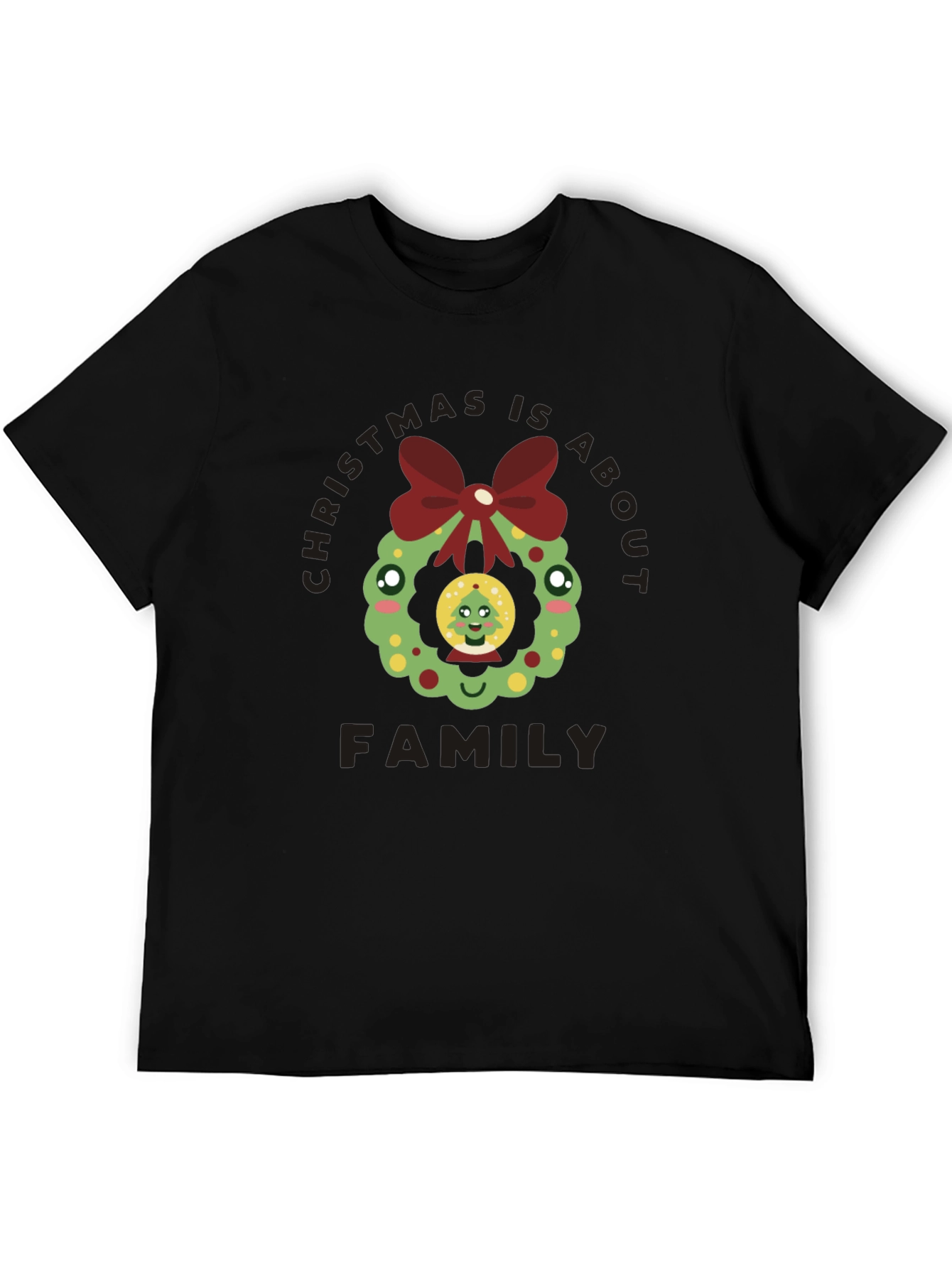 Christmas Is About Family T-Shirt Holiday Wreath