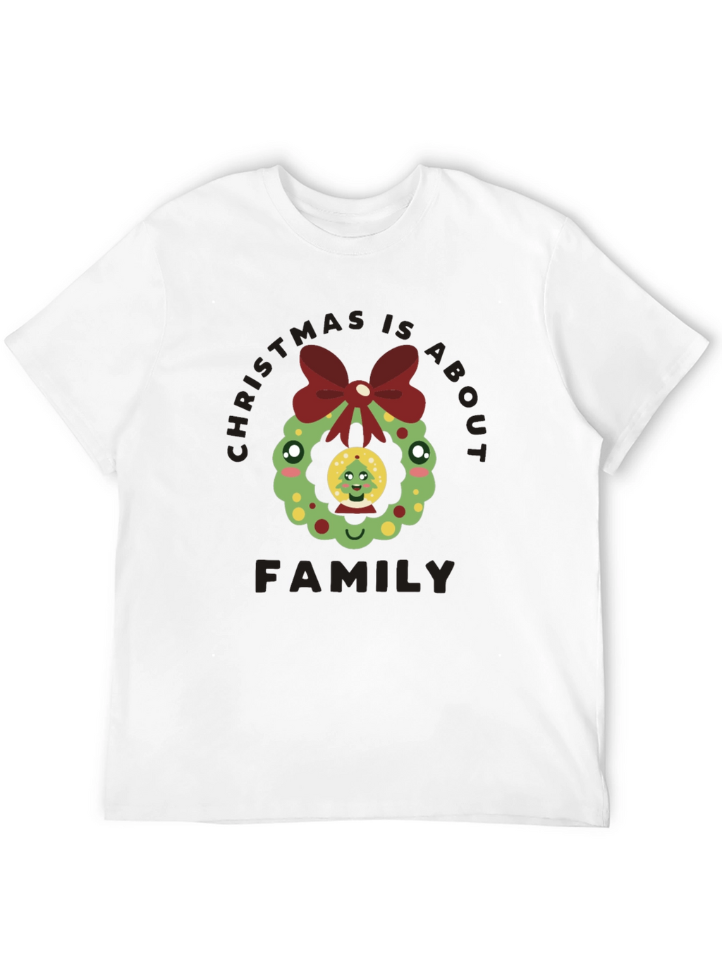 Christmas Is About Family T-Shirt Holiday Wreath
