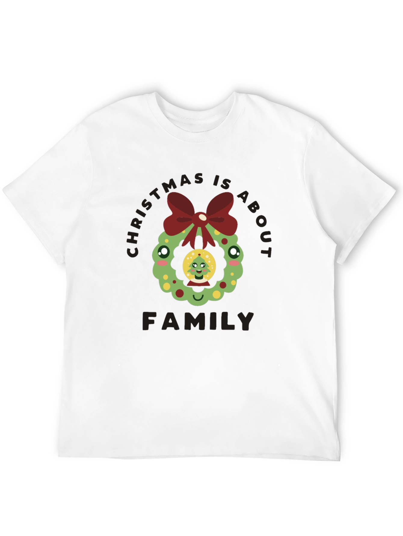 Christmas Is About Family T-Shirt Holiday Wreath