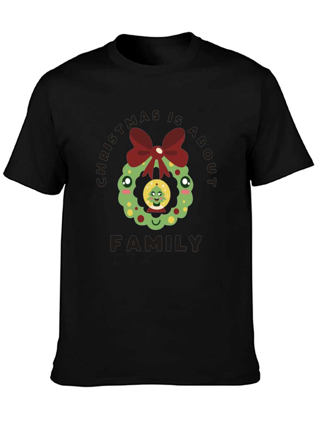 Christmas Is About Family T-Shirt Holiday Wreath