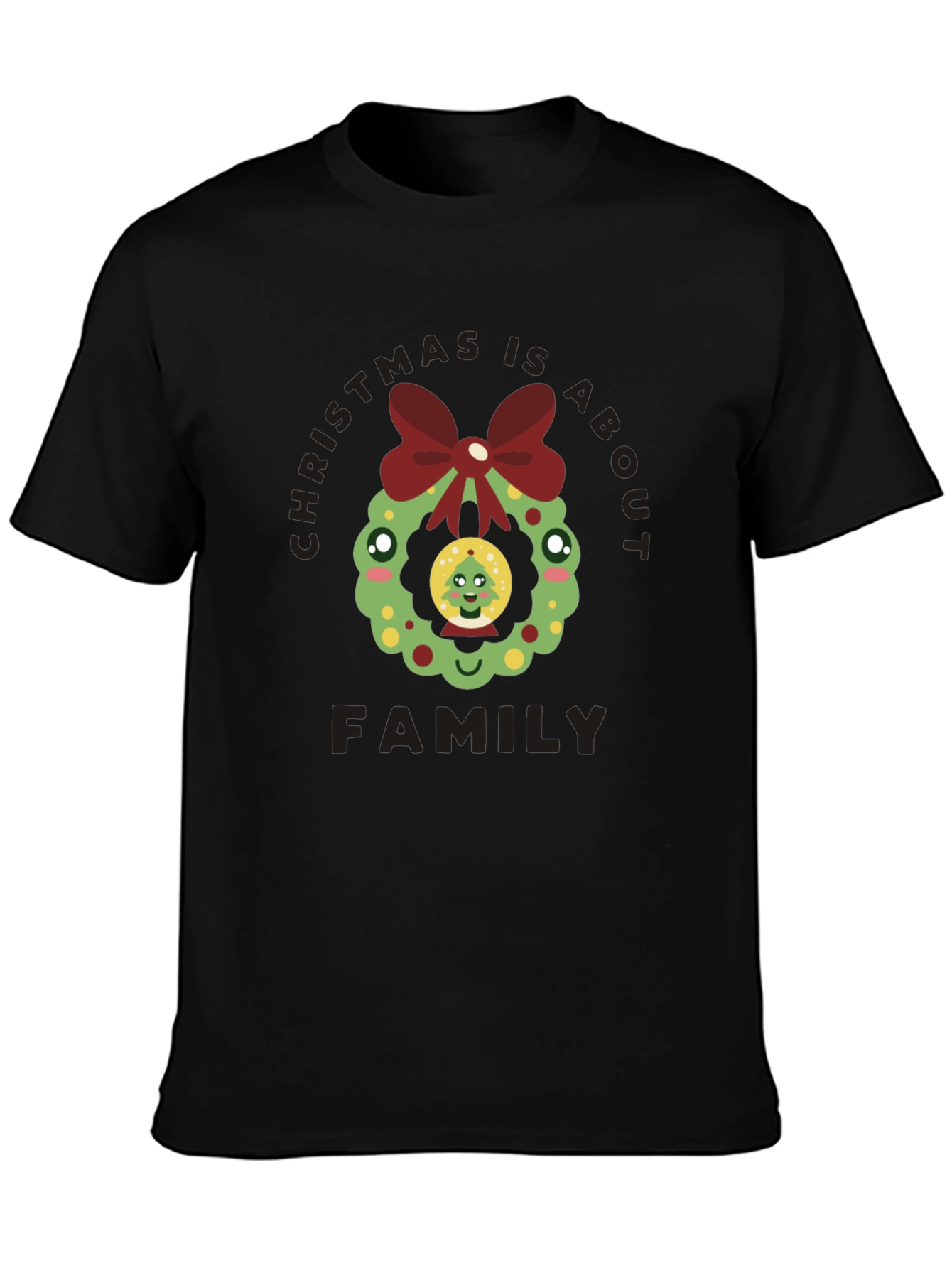 Christmas Is About Family T-Shirt Holiday Wreath