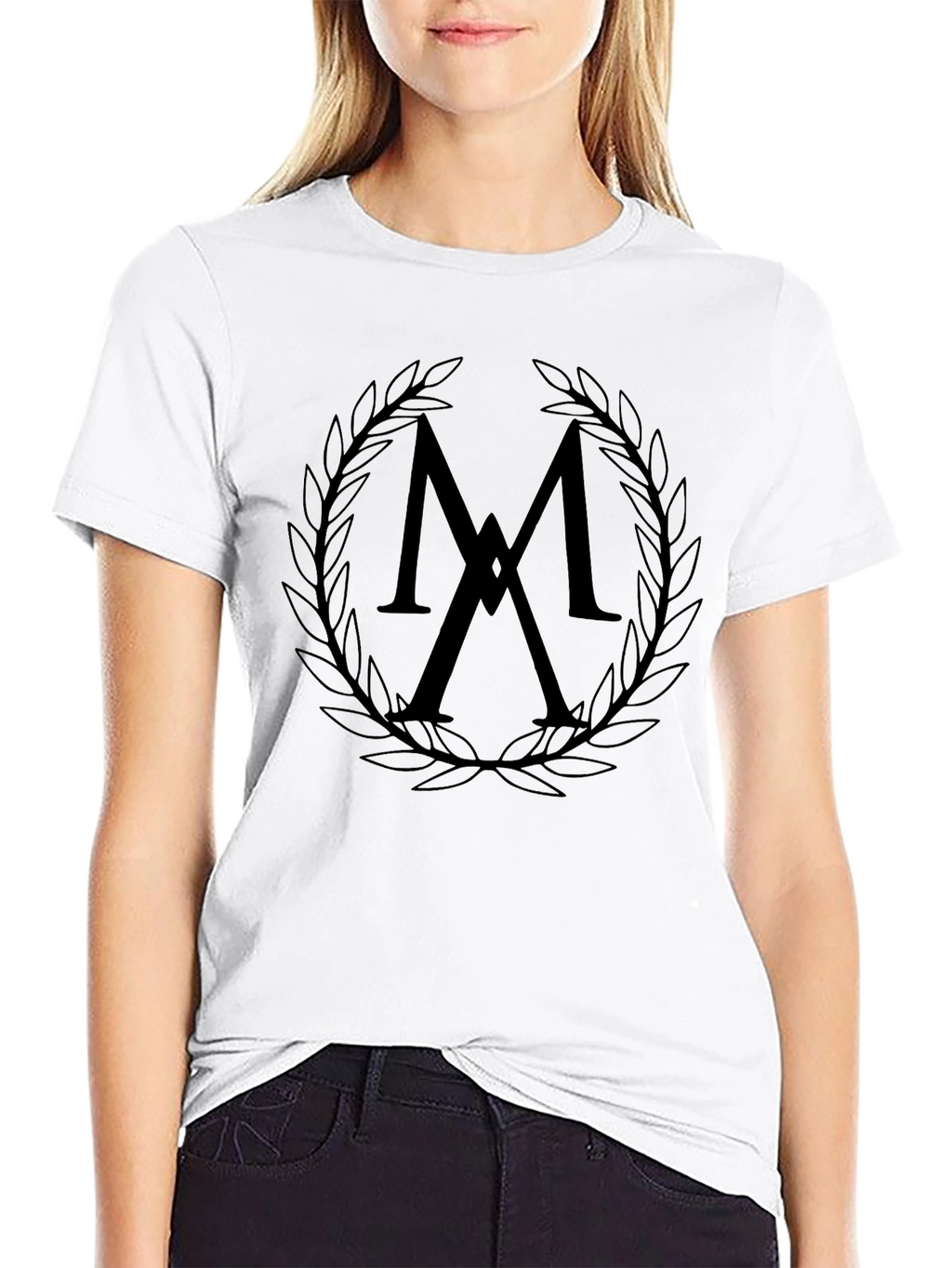 Stylish Black T-Shirt with Laurel Wreath Logo