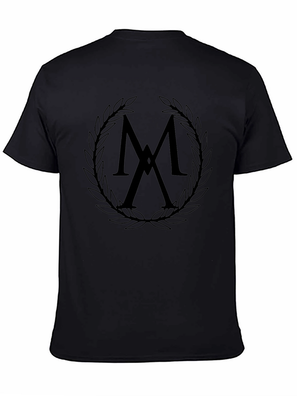 Stylish Black T-Shirt with Laurel Wreath Logo