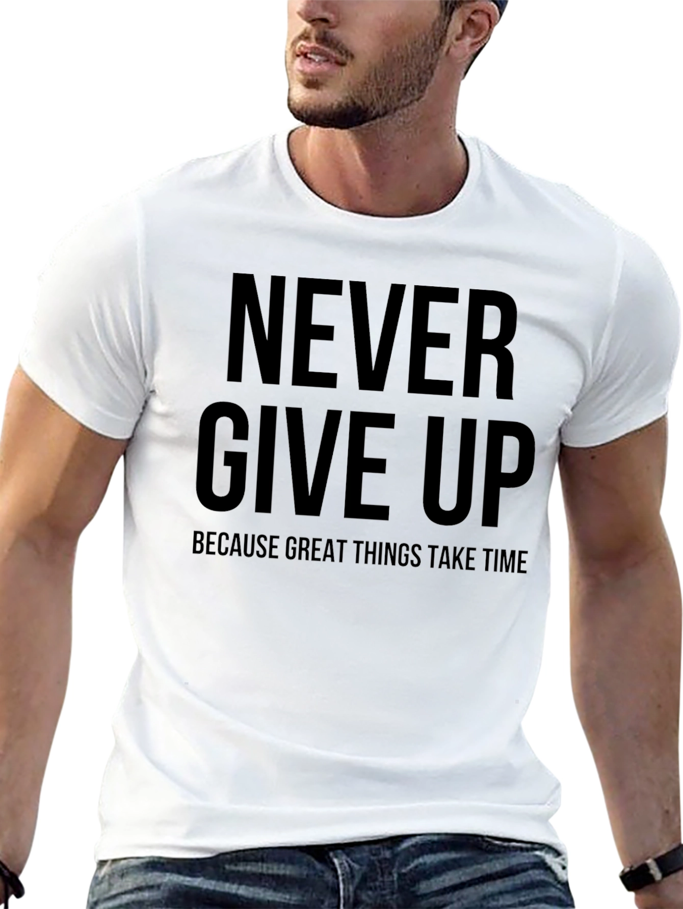 Inspirational Never Give Up Black T-Shirt