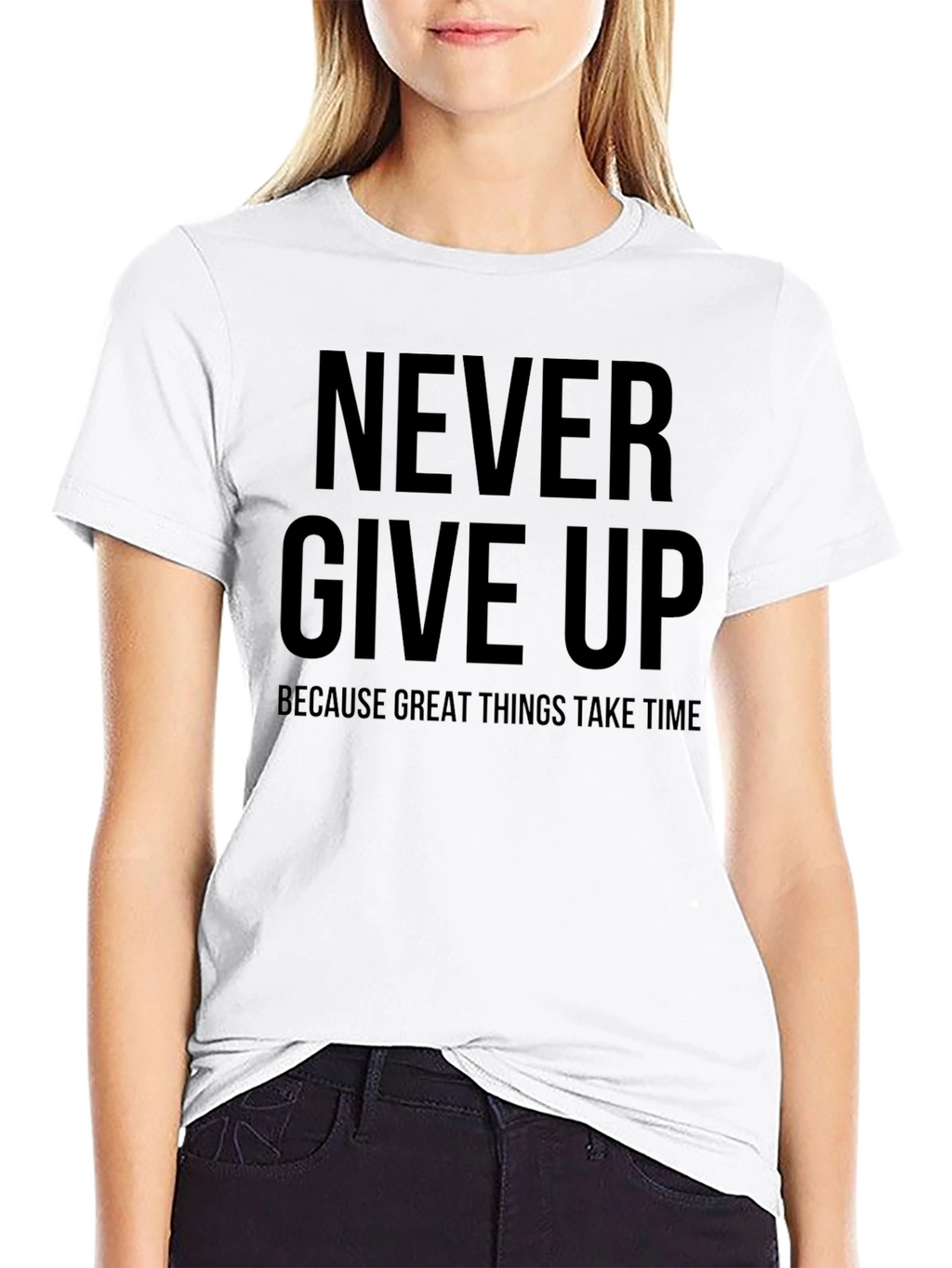 Inspirational Never Give Up Black T-Shirt