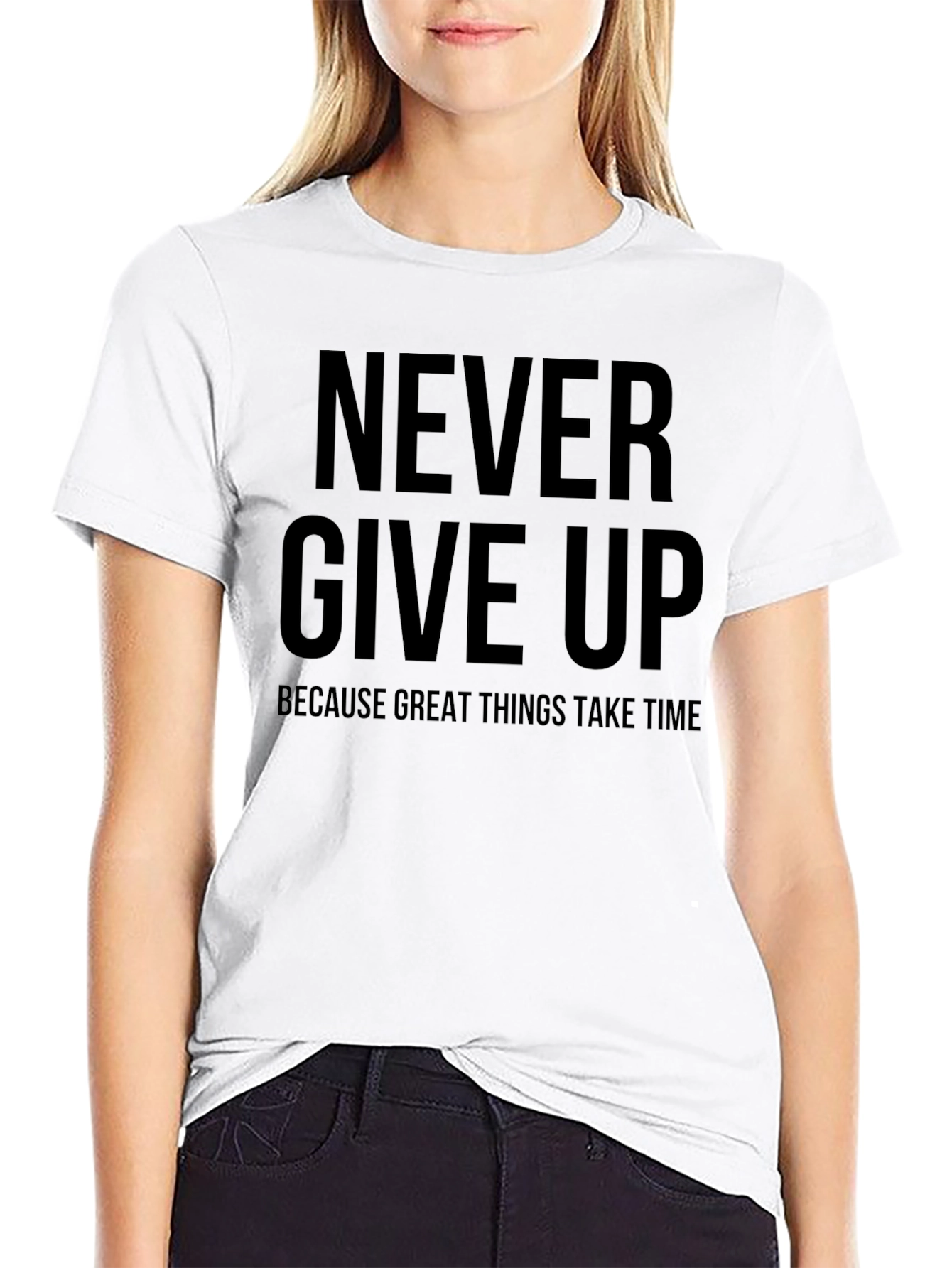 Inspirational Never Give Up Black T-Shirt